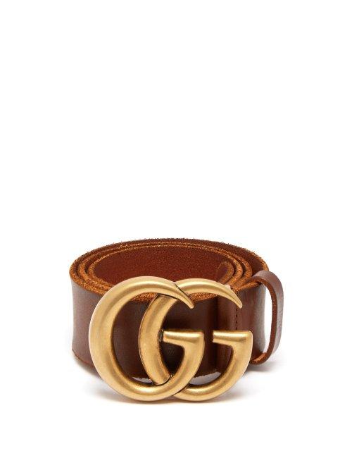 Matchesfashion.com Gucci - Gg Textured Leather Belt - Mens - Brown