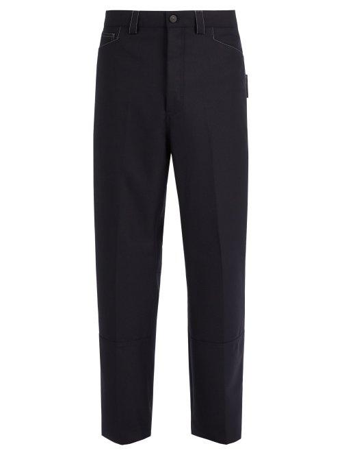 Matchesfashion.com Lanvin - Contrast Stitch Wool Trousers - Mens - Navy