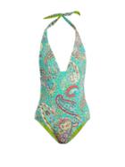 Matchesfashion.com Etro - Abstract Paisley Print Swimsuit - Womens - Green Multi