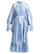 Matchesfashion.com Palmer//harding - Streep Pinstripe Cotton Poplin Shirtdress - Womens - Blue