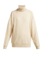 Matchesfashion.com Helmut Lang - Contrast Roll Neck Cotton Jersey Sweatshirt - Womens - Ivory