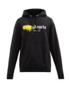 Mens Rtw Palm Angels - Graffiti Logo-print Cotton Hooded Sweatshirt - Mens - Black Yellow