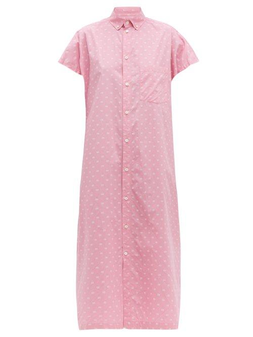 Matchesfashion.com Balenciaga - Bb Print Cotton Poplin Shirtdress - Womens - Pink White