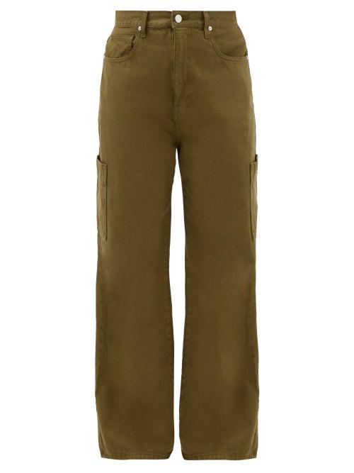 Frame - High-rise Wide-leg Jeans - Womens - Khaki