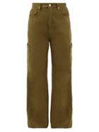 Frame - High-rise Wide-leg Jeans - Womens - Khaki