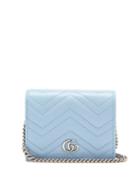 Matchesfashion.com Gucci - Gg Marmont Chain-strap Leather Wallet - Womens - Light Blue