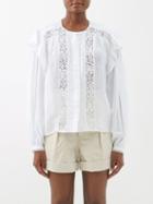 Isabel Marant Toile - Georgina Lace-insert Cotton-blend Gauze Blouse - Womens - White