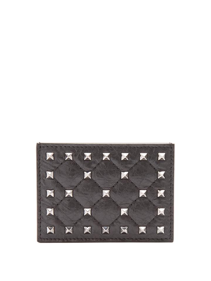 Valentino Rockstud Spike Quilted-leather Cardholder