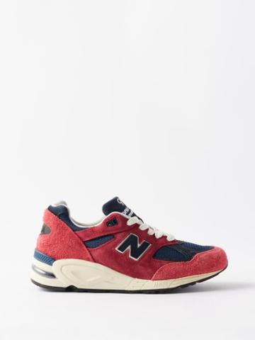 New Balance - Made In Usa 990v2 Suede And Mesh Trainers - Womens - Red
