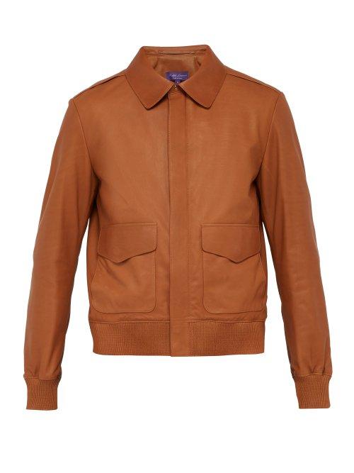Matchesfashion.com Ralph Lauren Purple Label - Henfield Leather Jacket - Mens - Brown