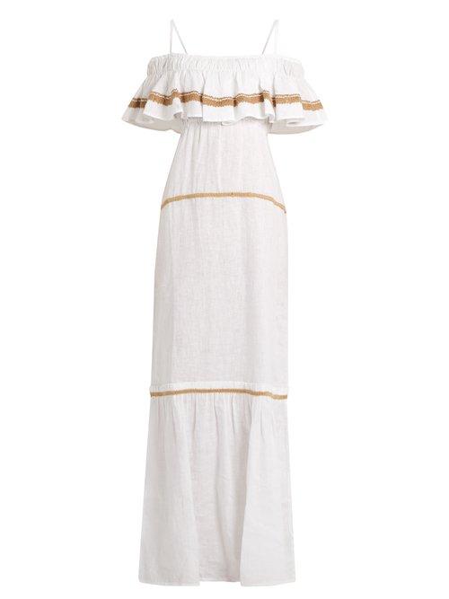 Matchesfashion.com Daft - Formentera Ruffled Linen Dress - Womens - White Multi