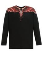 Matchesfashion.com Marcelo Burlon - Ghost Wings Print Cotton Long Sleeved T Shirt - Mens - Black Red