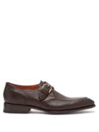Matchesfashion.com Santoni - Single Monk-strap Pebbled-leather Shoes - Mens - Brown