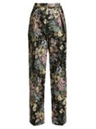 Matchesfashion.com Preen By Thornton Bregazzi - Maggie Floral Jacquard Wide Leg Trousers - Womens - Black Multi