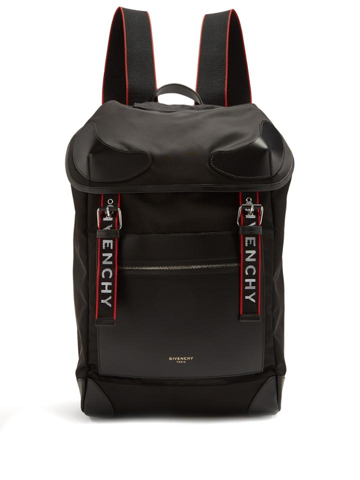 Givenchy Leather-trimmed Logo-strap Backpack
