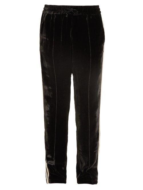Matchesfashion.com Serena Bute - Contrast Striped Straight Leg Velvet Trousers - Womens - Black White