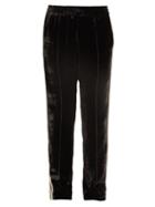 Matchesfashion.com Serena Bute - Contrast Striped Straight Leg Velvet Trousers - Womens - Black White