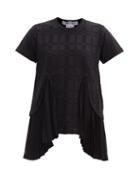 Comme Des Garons Comme Des Garons - Pleated-inset Checked Cotton-blend T-shirt - Womens - Black