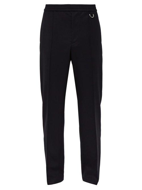 Matchesfashion.com Valentino - Side Topstitched Wool Twill Trousers - Mens - Navy