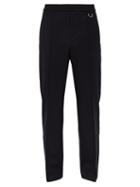 Matchesfashion.com Valentino - Side Topstitched Wool Twill Trousers - Mens - Navy