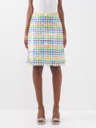 Ashish - Check Sequinned-cotton Knee-length Skirt - Womens - Multi