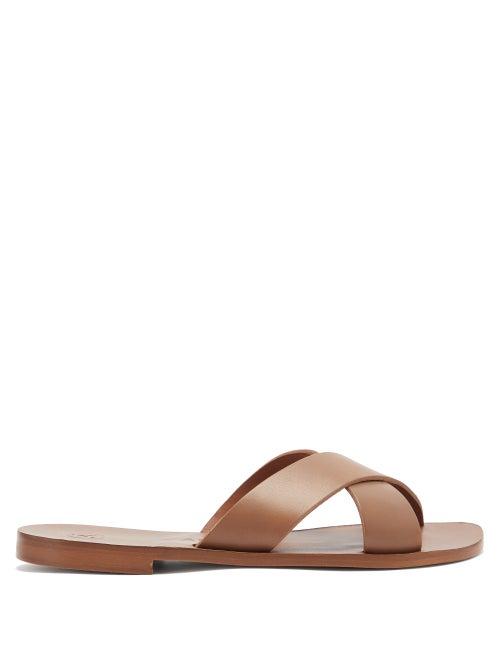 Matchesfashion.com Lvaro - Antonio Crossover-strap Leather Slides - Mens - Brown