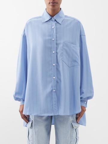 The Frankie Shop - Georgia Pinstriped Crepe Shirt - Womens - Light Blue