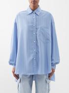 The Frankie Shop - Georgia Pinstriped Crepe Shirt - Womens - Light Blue