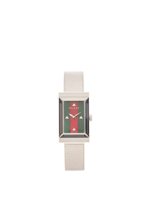 Matchesfashion.com Gucci - Web Striped Stainless Steel Watch - Mens - Silver Multi