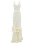 Matchesfashion.com Rat & Boa - Leopard-devor Layered-ruffle Dress - Womens - Ivory