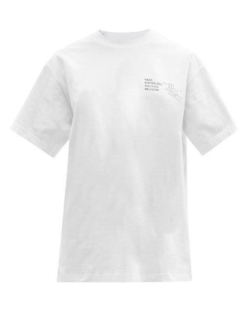 Ladies Rtw Vetements - Human Identity Cotton-jersey T-shirt - Womens - White