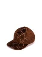 Matchesfashion.com Gucci - Gg Embroidered Velvet Cap - Womens - Brown