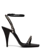Matchesfashion.com Saint Laurent - Kiki Crystal Embellished Satin Sandals - Womens - Black