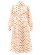 Matchesfashion.com Emilia Wickstead - Anatola Pleated Polka Dot Silk Shirtdress - Womens - White Multi