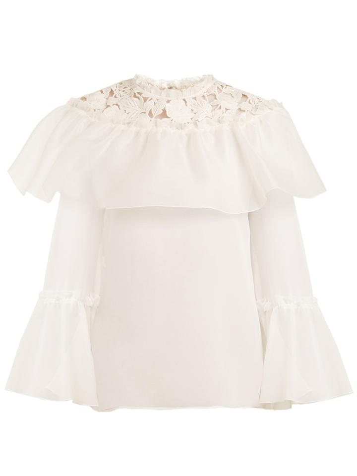 Giambattista Valli Lace-insert Silk-georgette Blouse