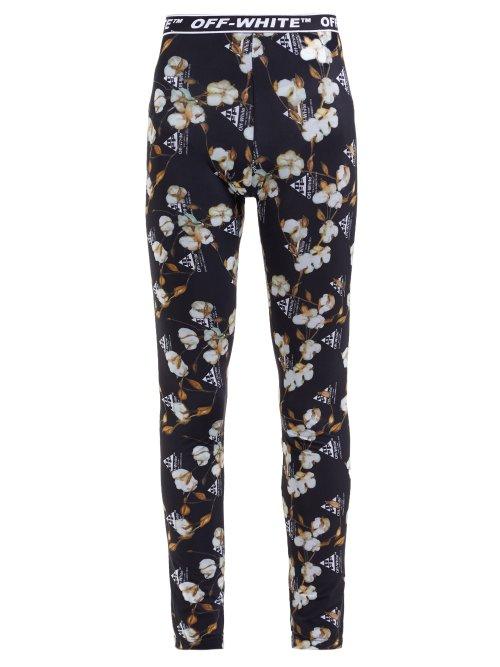 Matchesfashion.com Off-white - Floral And Logo Print Leggings - Womens - Black Multi