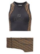 Fendi - Ff-jacquard Cycling Top And Shorts Set - Womens - Black