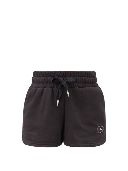 Matchesfashion.com Adidas By Stella Mccartney - Logo-print Cotton-blend Jersey Shorts - Womens - Black
