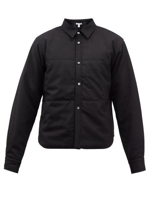 Comme Des Garons Shirt - Cropped Wool-gabardine Overshirt - Mens - Black