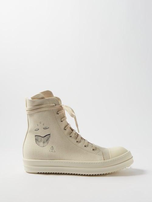 Rick Owens Drkshdw - Scarpe Denim Side-zip Trainers - Mens - White Black
