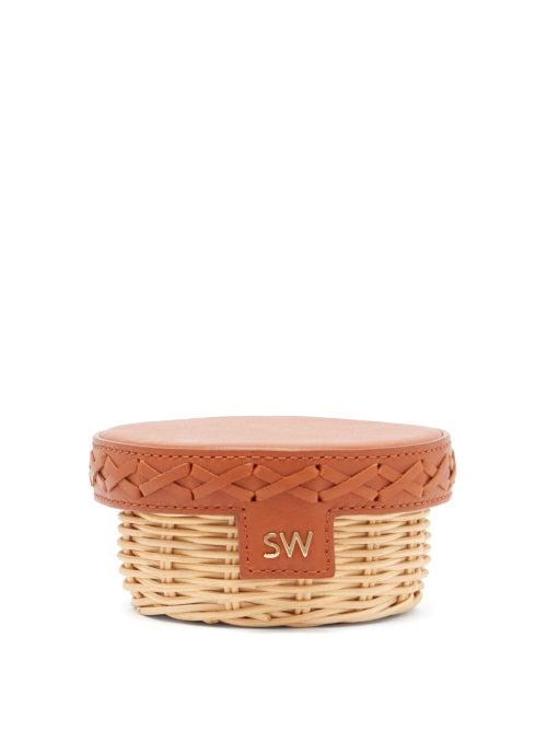 Matchesfashion.com Sparrows Weave - Trinket Leather And Wicker Clutch - Womens - Tan