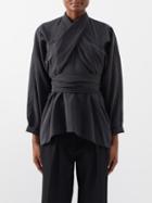 Lemaire - Knotted Washed Silk-blend Top - Womens - Black