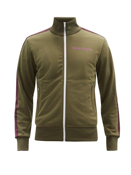 Matchesfashion.com Palm Angels - Logo-print Jersey Track Jacket - Mens - Green Multi