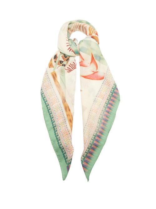 Matchesfashion.com Etro - Animal And Foliage-print Wool-gauze Scarf - Womens - White Multi