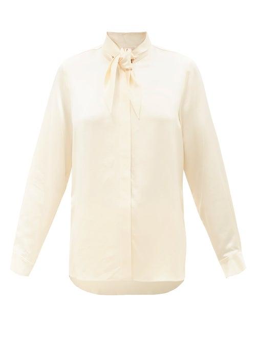 Roksanda - Caba Pussybow Silk-satin Blouse - Womens - Ivory