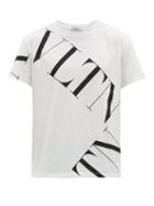 Matchesfashion.com Valentino - Macro Grid Logo Print Cotton T Shirt - Mens - White