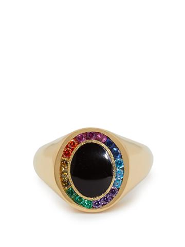 Jessica Biales Rainbow Candy 18kt Gold & Sapphire Signet Ring