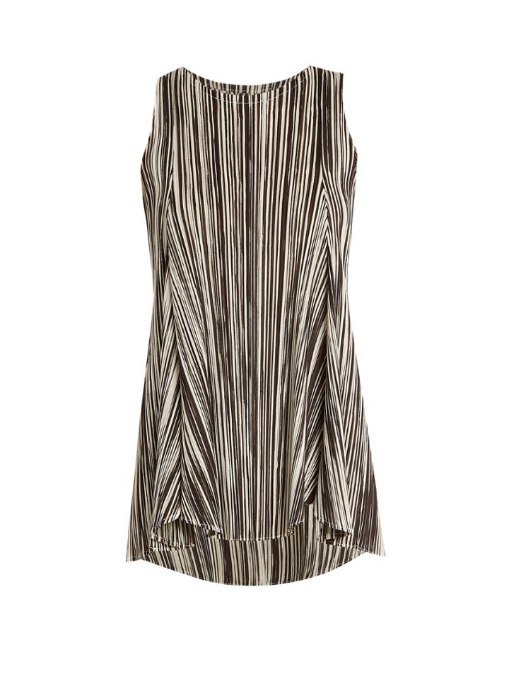 Pleats Please Issey Miyake Striped Pleated Sleeveless Top