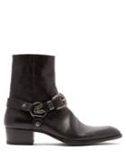 Matchesfashion.com Saint Laurent - Wyatt Western Buckle Leather Boots - Mens - Black