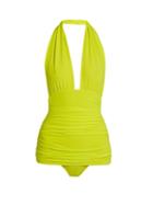 Matchesfashion.com Norma Kamali - Bill Halter Swimsuit - Womens - Yellow